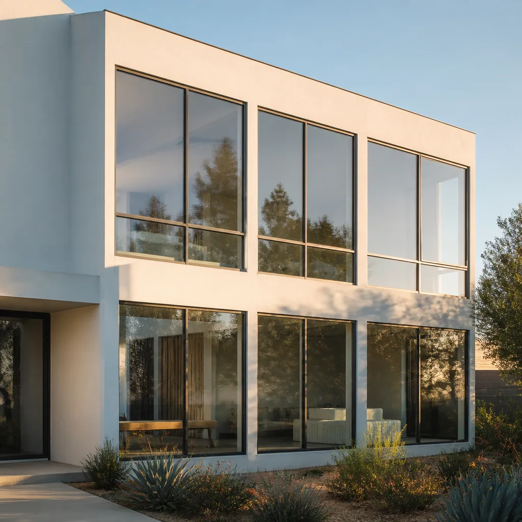 Modern residential home featuring high-end architectural window installation